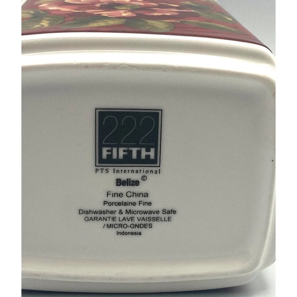 222 Fifth Belize Canister NO LID Medium Utensil Holder‎ Red Camellia Orchid
